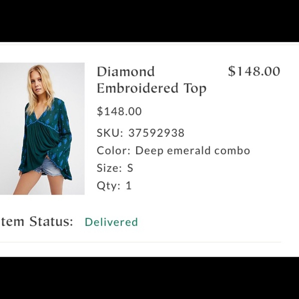 Free People Diamond Embroidered Top